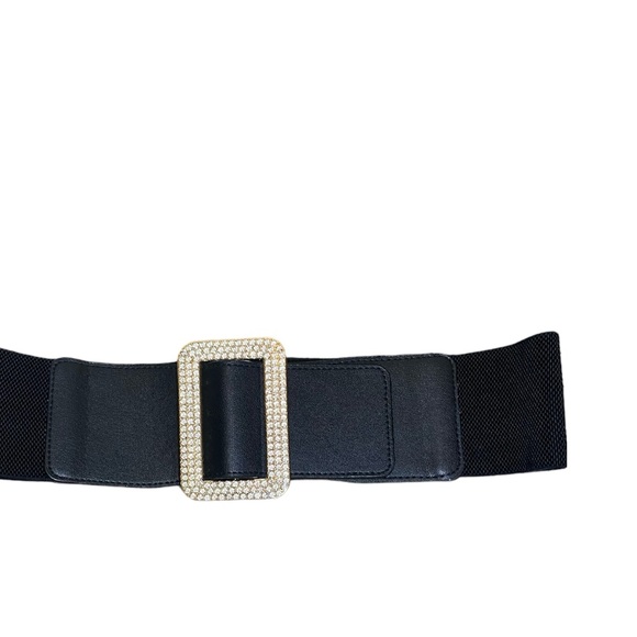 Stone Embellished Open Rectangle Elastic Belt - Picture 4 of 5